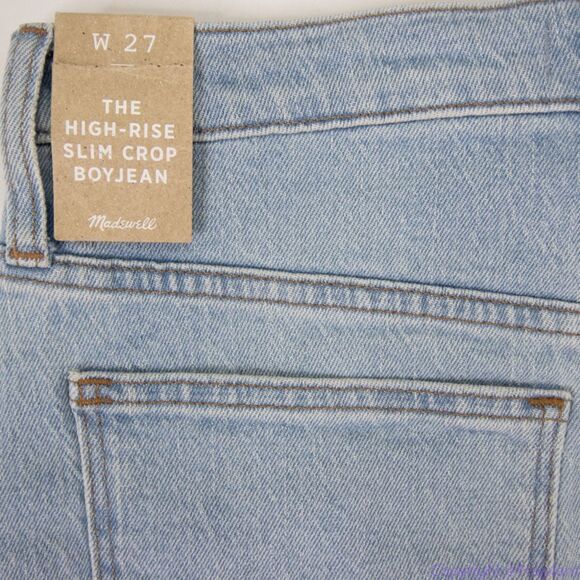 NEW Madewell The High-Rise Slim Crop Boyjean in Dumas Wash: Ripped Edition, 27 - Picture 13 of 16